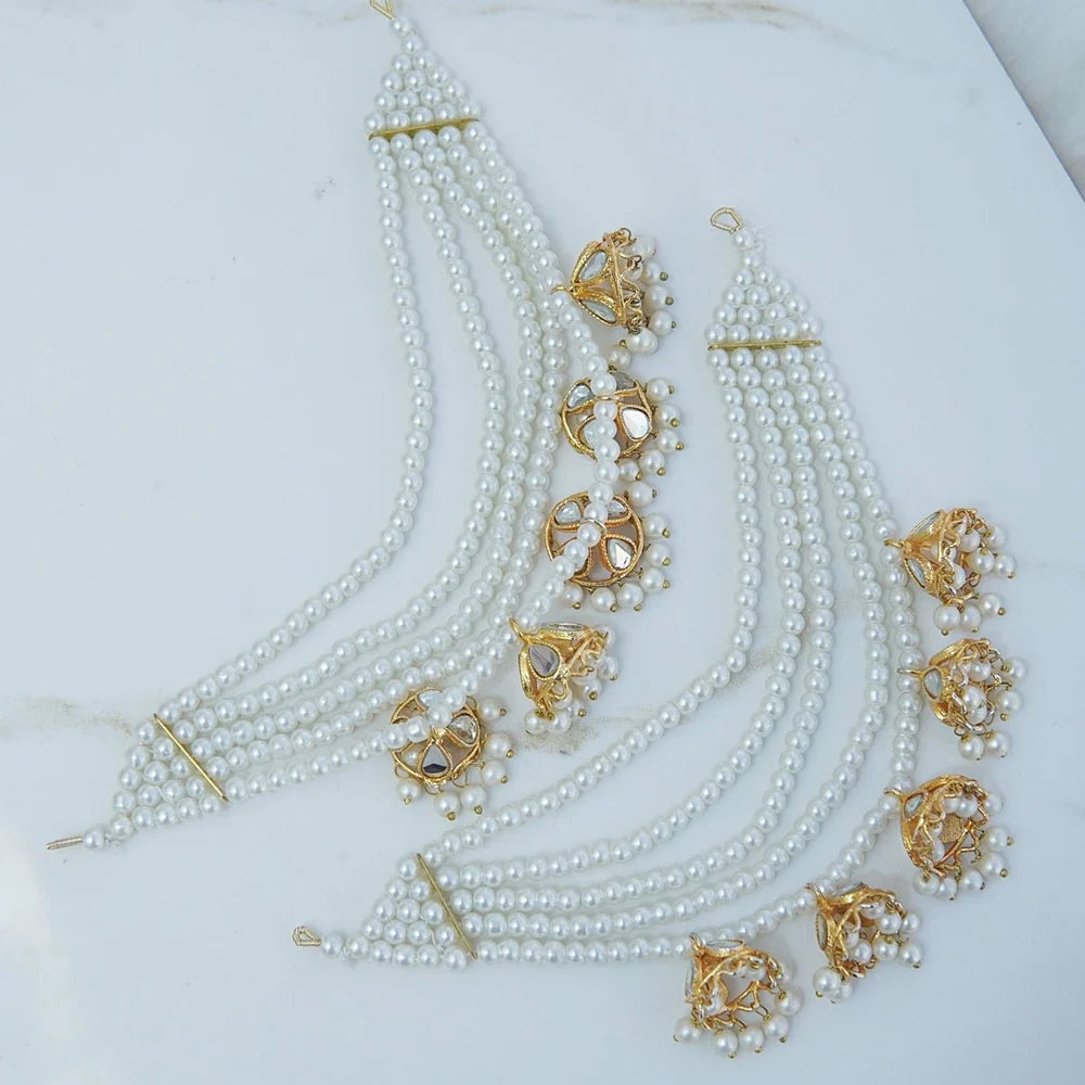 5 Layers Kundan Jhumki Saharey Pair