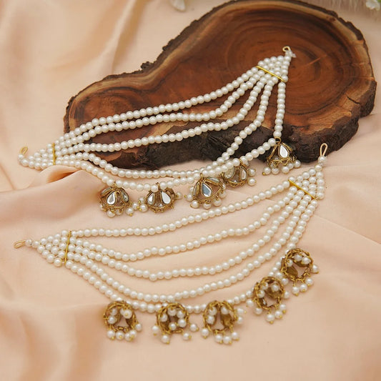 5 Layers Kundan Jhumki Saharey Pair