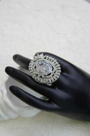 Adjustable Ring with Sparkling Zirconia