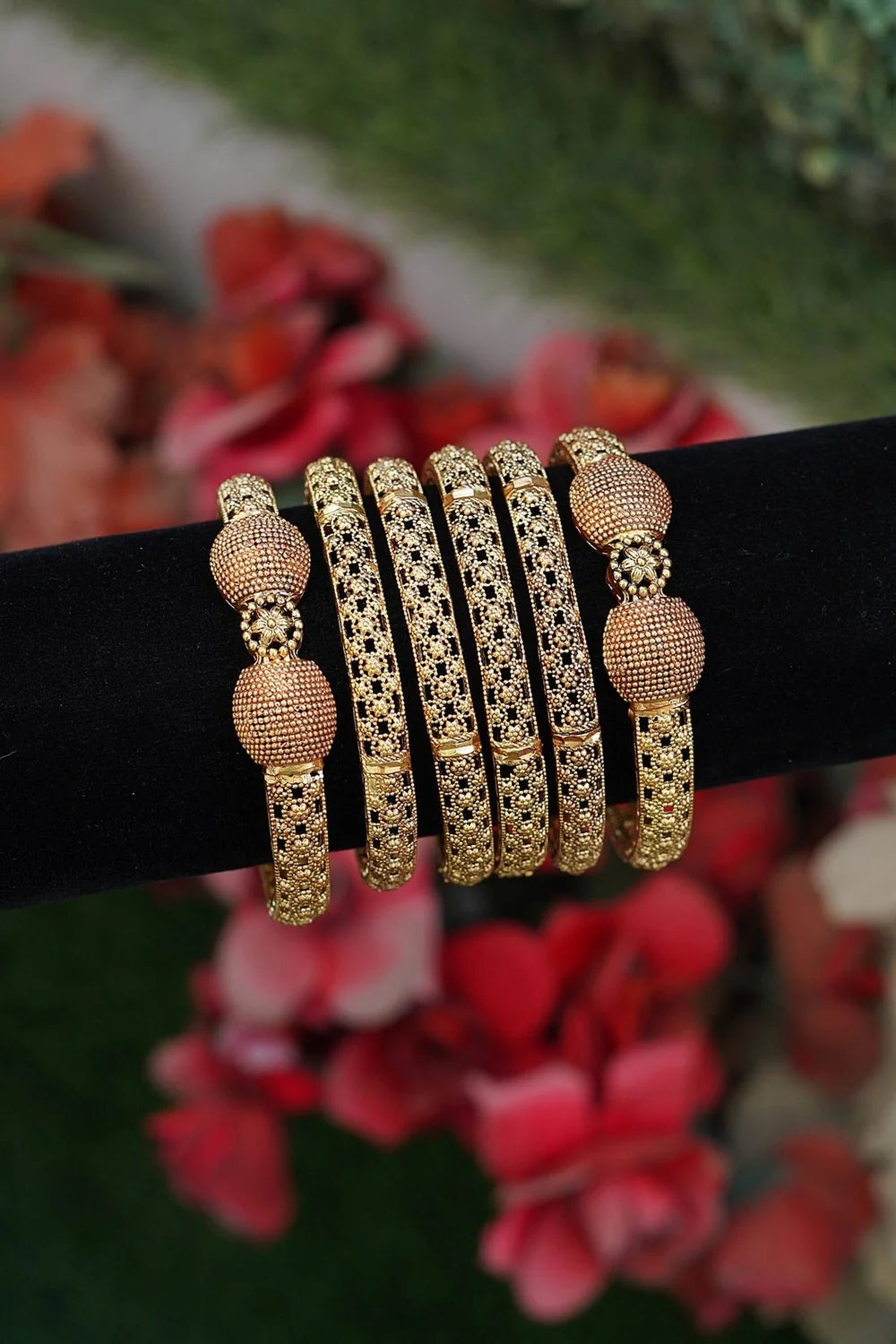 Antique Finish Madrasi Kara 6 Pcs Bangles