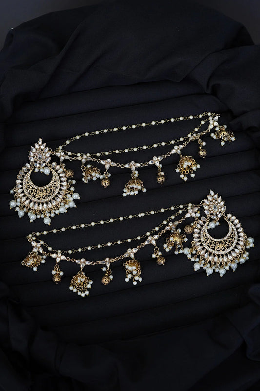 Cut Kundan Chand Bali with Sahara