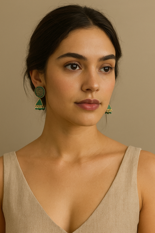 ✨ Emerald Radiance Jhumka Earrings 💚